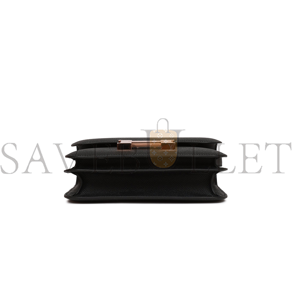 HERMES CONSTANCE 18 BLACK EPSOM ROSE GOLD HARDWARE (18*16*6cm)